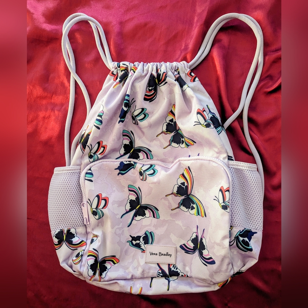 Vera Bradley Drawstring Backpack Purple Colorful Butterflies 🌈